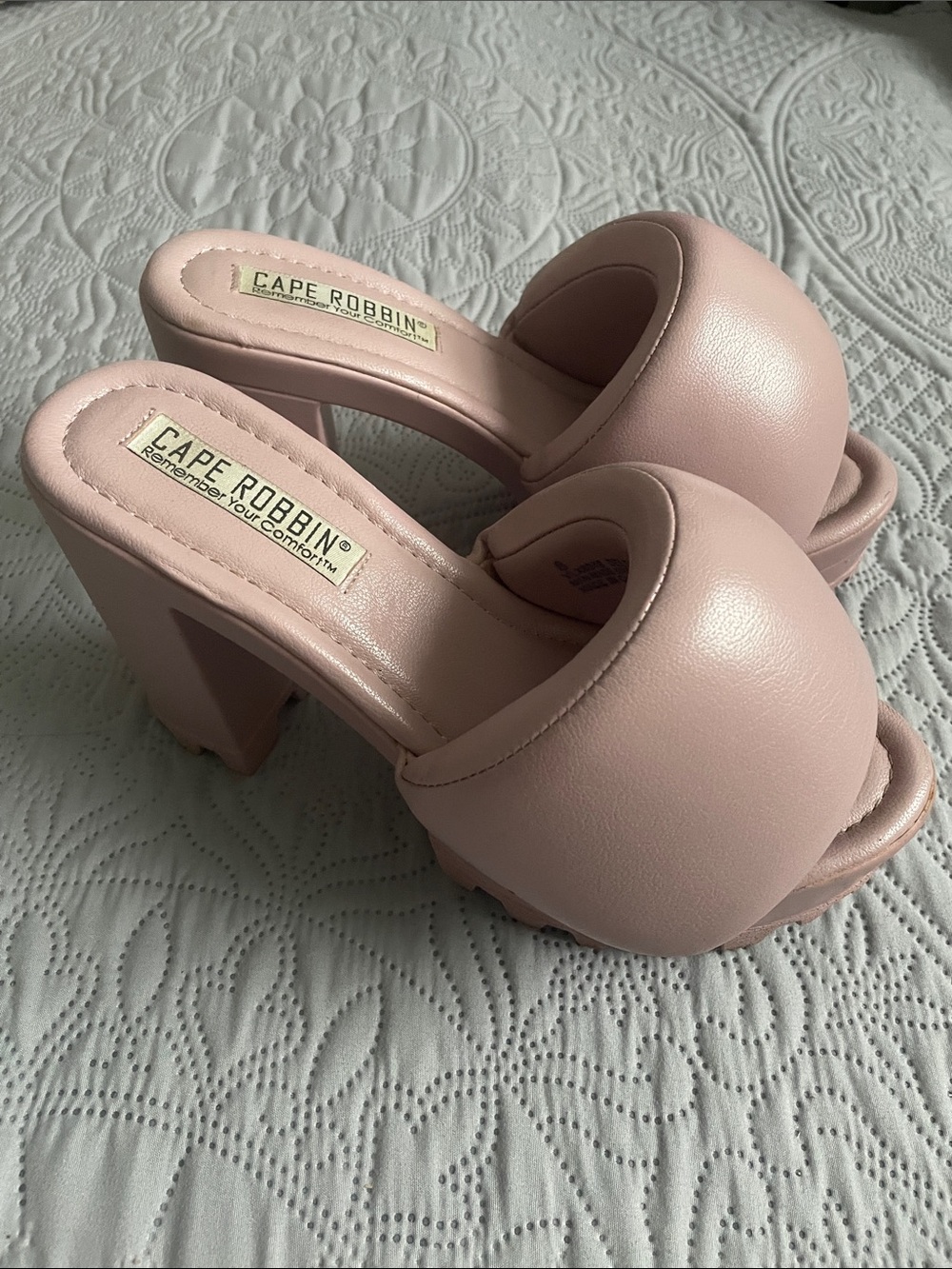 Cape Robbin Blush Pink Chunky Platform Slide Mules